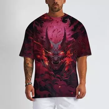 Мужские футболки Летние топы с рисунком злого лица 3D-принта Футболки Новые мужские и женские уличные модные футболки больших размеров Мужская одежда Топы S