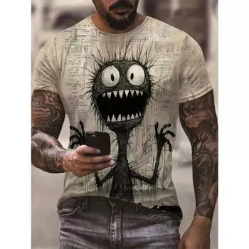 Мужские футболки летние забавные мультяшные узоры 3D принты топы футболки летние женские уличные модные большие футболки мужская одежда S