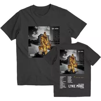 Мужские футболки Myke Towers LYKE MIIKE Альбом 2025 Футболка с коротким рукавом Хлопок Круглый вырез Футболки Хип-хоп Унисекс Уличная мужская одежда XS