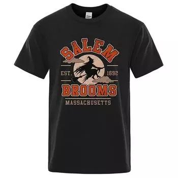 Мужские футболки на Хэллоуин, летние повседневные футболки с круглым вырезом, простые хлопковые футболки в уличном стиле, футболки больших размеров с графическим принтом S