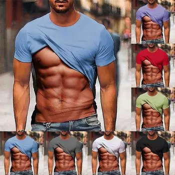 Мужские футболки, повседневные рубашки с короткими рукавами, градиентные шеи, мягкие свободные футболки с рисунком, летние футболки для мужчин S