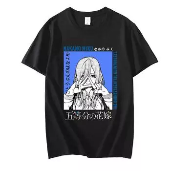 Мужские футболки Quintessential Quintuplets Miku V1 Go Toubun No Hanayome Nakano Toubun Manga, популярная футболка с аниме большого размера S чёрный
