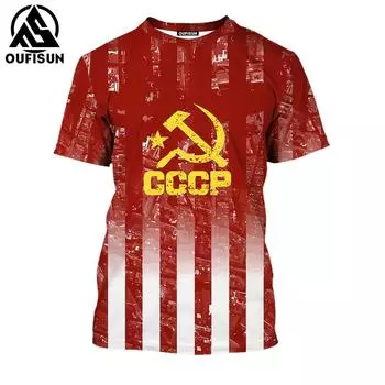 Мужские футболки, русская одежда, CCCP, графическая одежда, большие топы с короткими рукавами, футболки для мальчиков, летняя уличная мужская футболка M