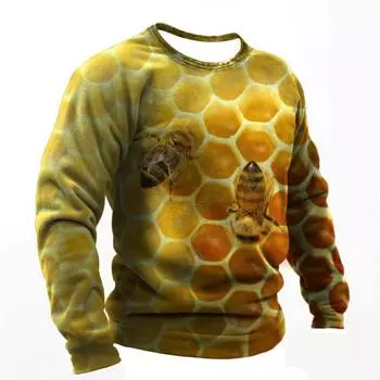 Мужские футболки с 3D-принтом, футболка Funny Bee, летняя футболка с длинным рукавом в стиле Харадзюку, мужская повседневная футболка большого размера с круглым вырезом L