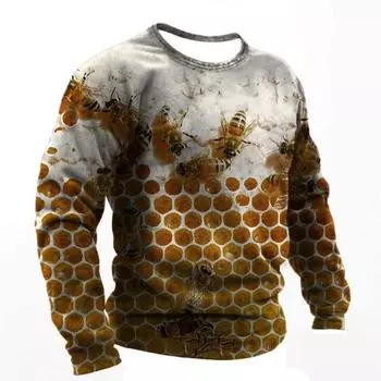 Мужские футболки с 3d принтом, футболка с забавной пчелой, летняя хлопковая футболка с длинными рукавами в стиле Харадзюку, мужская повседневная футболка большого размера, топы с круглым вырезом 5XL