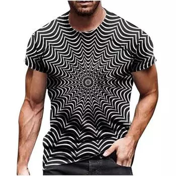 Мужские футболки с 3D-принтом и оптической иллюзией, повседневные футболки с коротким рукавом и круглым вырезом, уличные мужские дизайнерские рубашки S