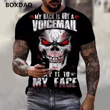 Мужские футболки с 3D принтом скелета в стиле ужасов, футболка с короткими рукавами и круглым вырезом, повседневные топы, футболки 6XL, большие размеры XS