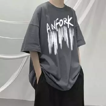 Мужские футболки с буквенным графическим принтом, модные брендовые футболки для мужчин, футболки больших размеров, мужская одежда, повседневная мужская футболка, летняя корейская ретро M темно-серого