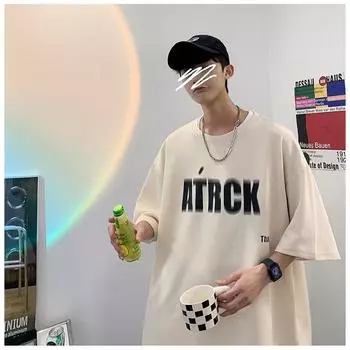 Мужские футболки с буквенным графическим принтом, модные брендовые футболки для мужчин, футболки больших размеров, мужская одежда, повседневная мужская футболка, летняя корейская ретро M чёрный