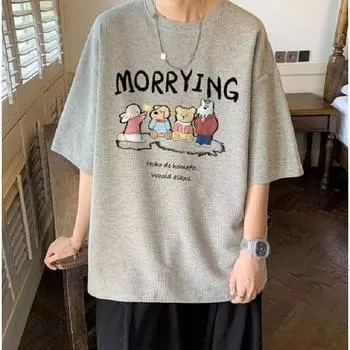 Мужские футболки с буквенным графическим принтом, модные брендовые футболки для мужчин, футболки больших размеров, мужская одежда, повседневная мужская футболка, летняя корейская ретро M чёрный