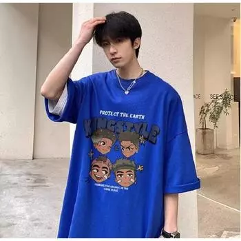 Мужские футболки с буквенным графическим принтом, модные брендовые футболки для мужчин, футболки больших размеров, мужская одежда, повседневная мужская футболка, летняя корейская ретро M чёрный