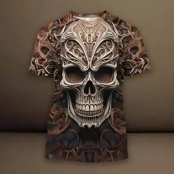 Мужские футболки с черепом и 3d принтом паука, уличная мужская одежда, повседневные повседневные топы с короткими рукавами XS белый