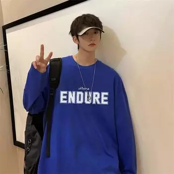 Мужские футболки с длинным рукавом с буквенным графическим принтом, модные брендовые футболки для мужчин, мужская одежда, повседневная футболка, мужская летняя корейская ретро футболка M чёрный