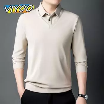 Мужские футболки с длинным рукавом весна-осень рубашки топы блузки свитера для мужчин уличная одежда комбинезоны одежда из натуральной кожи рабочая одежда M бежевый