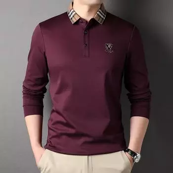 Мужские футболки с длинными рукавами для молодежи и среднего возраста, модные и повседневные однотонные хлопковые рубашки-поло, тонкие свободные и простые нижние рубашки M