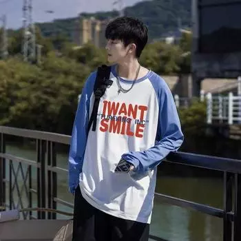 Мужские футболки с длинными рукавами, мужские свободные топы с графикой и круглым вырезом, модные мужские футболки в стиле ретро, футболка большого размера, новое лето, большие размеры M чёрный