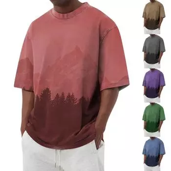 Мужские футболки с графическим принтом, уличная повседневная одежда с короткими рукавами и принтом M зелёный