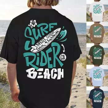 Мужские футболки с графическим принтом, уличная повседневная одежда с короткими рукавами и принтом M тёмно-синий