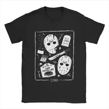 Мужские футболки с изображением фильмов ужасов Welcome Campers, 100% хлопок, потрясающая футболка с коротким рукавом и круглым воротником, оригинальные футболки S чёрный