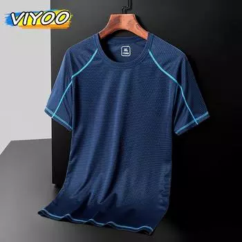 Мужские футболки с коротким рукавом размера 8XL Y2K Sprts, летняя одежда, рабочие костюмы для тренажерного зала, фитнеса, пляжные топы Qucick Dry, блузка, мужская спортивная одежда XL темно-синий