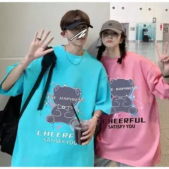 Мужские футболки с коротким рукавом с буквенным графическим принтом, модные брендовые футболки для мужчин, мужская одежда, повседневная футболка, мужские летние топы в корейском стиле ретро для мужчин M чёрный