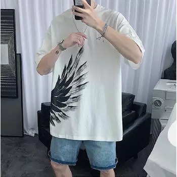 Мужские футболки с коротким рукавом с буквенным графическим принтом, модные брендовые футболки для мужчин, мужская одежда, повседневная футболка, мужские летние топы в корейском стиле ретро для мужчин M белый