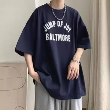 Мужские футболки с коротким рукавом с буквенным графическим принтом и половиной рукава Футболка-пуловер Повседневная футболка Мужская повседневная футболка с круглым вырезом в стиле ретро M чёрный