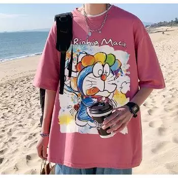 Мужские футболки с коротким рукавом с буквенным графическим принтом и половиной рукава Футболка-пуловер Повседневная футболка Мужская повседневная футболка с круглым вырезом в стиле ретро M чёрный