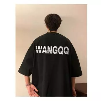 Мужские футболки с коротким рукавом с буквенным графическим принтом, модные футболки с короткими рукавами, мужская одежда, повседневная футболка, мужские летние топы в корейском стиле ретро для M чёрный