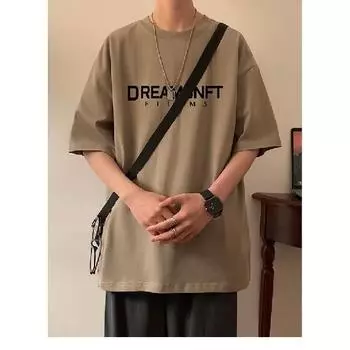 Мужские футболки с коротким рукавом с буквенным графическим принтом и половиной рукава Футболка-пуловер Повседневная футболка Мужская повседневная футболка с круглым вырезом в стиле ретро M белый