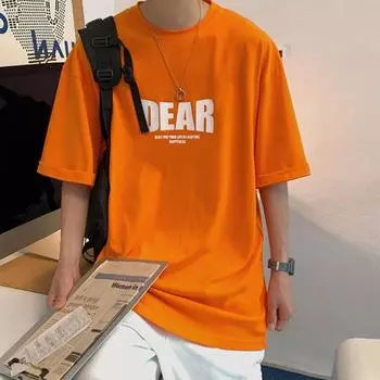 Мужские футболки с коротким рукавом с буквенным графическим принтом, модные брендовые футболки для мужчин, мужская одежда, повседневная футболка, мужские летние топы в корейском стиле ретро для мужчин M чёрный