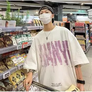 Мужские футболки с короткими рукавами, мужские свободные топы с графикой и круглым вырезом, модные мужские футболки в стиле ретро, футболка большого размера, новое лето, большие размеры M чёрный