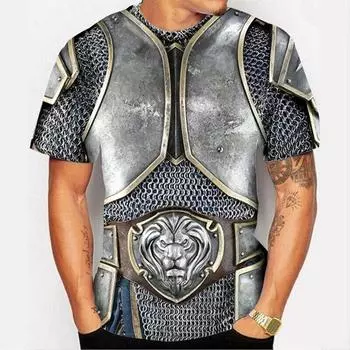 Мужские футболки с короткими рукавами с 3D принтом, негабаритная одежда унисекс, летние повседневные доспехи с графическим рисунком, топы с доспехами M