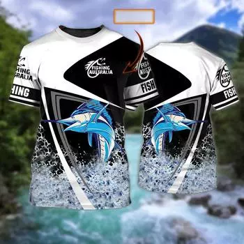 Мужские футболки с надписью «Рыбалка» с персонализированным именем 3D-принтом по всей поверхности, классная летняя футболка унисекс с коротким рукавом S