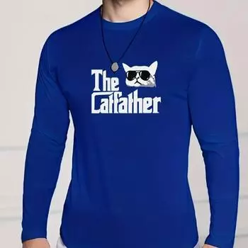 Мужские футболки с принтом Cool Cat, футболки с длинным рукавом и круглым вырезом, повседневные свитера, мужская одежда больших размеров XS белый