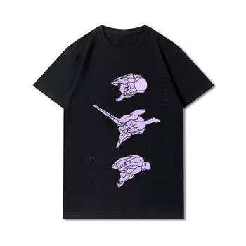 Мужские футболки с принтом Evangelion, большие размеры, хлопковые топы с круглым вырезом, летние повседневные черные футболки в стиле аниме S