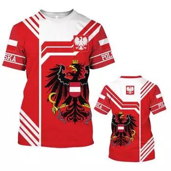 Мужские футболки с принтом флага Польши, модные топы с короткими рукавами, польские рубашки, летние уличные футболки с круглым вырезом большого размера, мужская одежда S