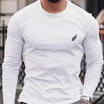Мужские футболки с принтом мини-крыльев, футболки с длинным рукавом и круглым вырезом, повседневные свитера, мужская одежда больших размеров XS белый
