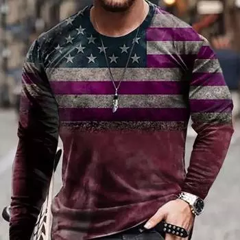 Мужские футболки с принтом национального флага, футболки с длинным рукавом, повседневные свитера с круглым вырезом, мужская одежда больших размеров XS фиолетовый