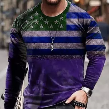 Мужские футболки с принтом национального флага, футболки с длинным рукавом, повседневные свитера с круглым вырезом, мужская одежда больших размеров XS красный