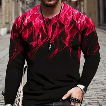 Мужские футболки с принтом разноцветного пламени, футболки с длинным рукавом, повседневные свитера с круглым вырезом, мужская одежда больших размеров XS темно-синий