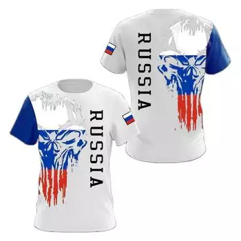 Мужские футболки с принтом российского флага, национальный герб, топы с короткими рукавами в стиле Харадзюку, летние уличные футболки большого размера с круглым вырезом для отдыха XS