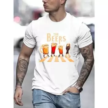 Мужские футболки с принтом The Beers, дышащие фирменные топы, футболки уличной моды, повседневные летние футболки для мужчин, модные мужские футболки S
