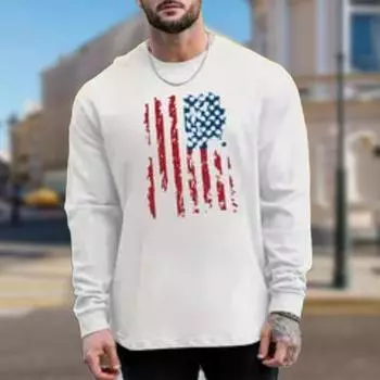 Мужские футболки с принтом в виде красных и синих полосок, футболки с длинным рукавом и круглым вырезом, повседневные свитера, мужская одежда больших размеров XS серый
