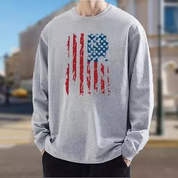 Мужские футболки с принтом в виде красных и синих полосок, футболки с длинным рукавом и круглым вырезом, повседневные свитера, мужская одежда больших размеров XS белый