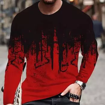 Мужские футболки с принтом животных и собак, футболки с длинным рукавом, повседневные свитера с круглым вырезом, мужская одежда больших размеров M серый