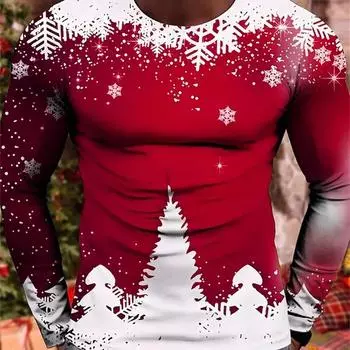 Мужские футболки с рисунком рождественской елки и снежинок, с длинным рукавом, с принтом тай-дай 3D, уличная футболка 6XL, повседневные топы больших размеров S