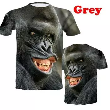 Мужские футболки с забавным дизайном, футболка с изображением орангутана с 3D-принтом, короткий рукав XS-5XL S