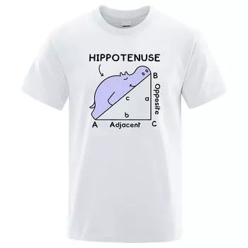 Мужские футболки с забавным принтом Hippotenuse, летние хлопковые милые уличные футболки с тригонометрическими функциями, мужская футболка XS