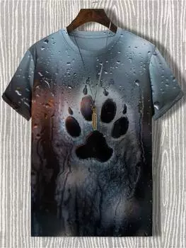 Мужские футболки с забавными животными и 3D-принтом, футболки с короткими рукавами, топы, рубашки с круглым вырезом, летняя повседневная мужская одежда, одежда S